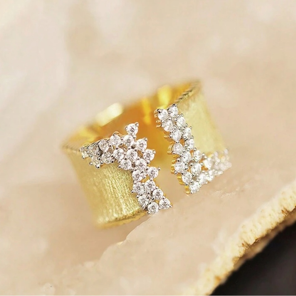 Gold and Silver Diamond Costume Ring